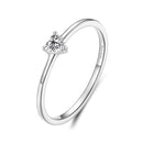 925 Sterling Silver 0.4cm Heart-shaped CZ Ring