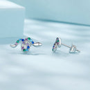 925 Sterling Silver Earrings with Pavé Setting CZ, 7x15mm, Plated Platinum for Women