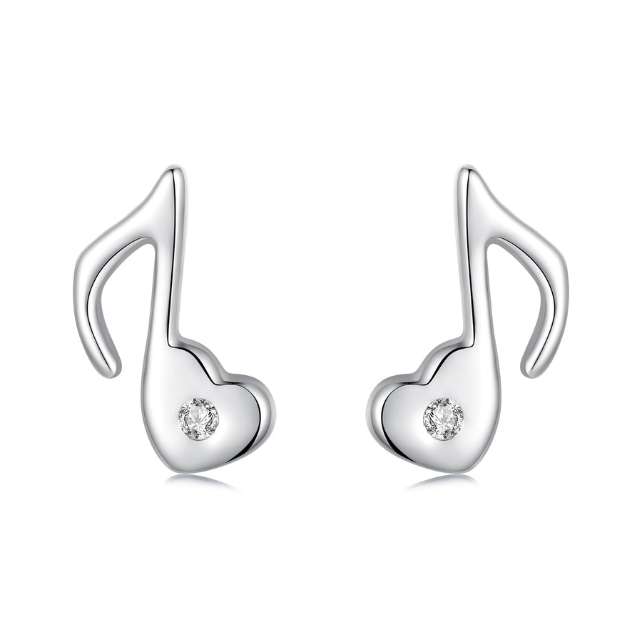 925 Sterling Silver Earrings with Pavé Setting CZ in White Gold Finish, 1x0.7cm for Women