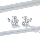 925 Sterling Silver Earrings with Pavé Setting CZ, 0.5x1.2 cm for Women