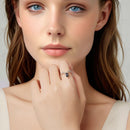 925 Sterling Silver Ring with Transparent Glass - Stylish E | 0.2cm Width for Women