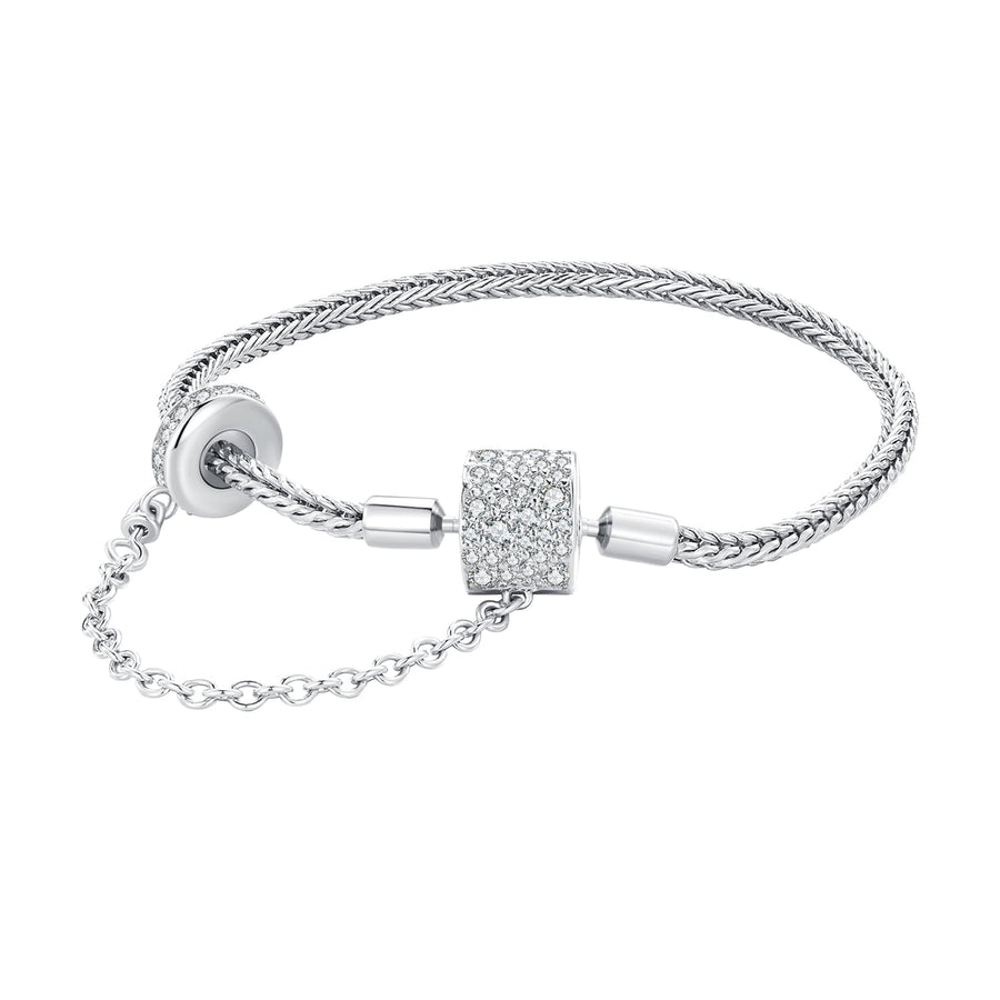 925 Sterling Silver Bracelet 17cm with Pavé Setting CZ for Women