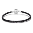 925 Sterling Silver Leather Rope Bracelet 17cm for Men