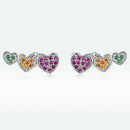 925 Sterling Silver Earrings with Pavé Setting and Plated Platinum, Size: 0.5*1.3cm, Women