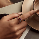 925 Sterling Silver Ring with White Gold Plating, Enamel, Width 0.16cm, Style E for Women