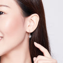 925 Sterling Silver Earrings with CZ and Platinum Plating, 2.3*0.8 cm