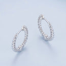 925 Sterling Silver Earrings Size 14*1.5mm Plated Platinum for Women