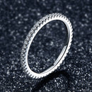 925 Sterling Silver Platinum Plated CZ Pavé Setting Ring Size 5.0 for Women