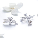 925 Sterling Silver Stud Earrings with CZ, 1.2 x 1.5cm & 1.5 x 0.9cm, Women