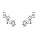 925 Sterling Silver Earrings with Pavé Setting CZ, 0.5x1.2 cm for Women