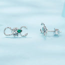 925 Sterling Silver Earrings with Pavé Setting CZ and Oxidized Finish for Women