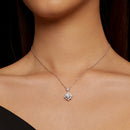 925 Sterling Silver Moissanite Necklace with Pavé Setting in Platinum, 450mm, for Women