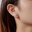 925 Sterling Silver White Gold Plated Earrings with Synthetic Turquoise and CZ