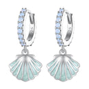 925 Sterling Silver Opal Enamel Earrings - 21x10mm for Women