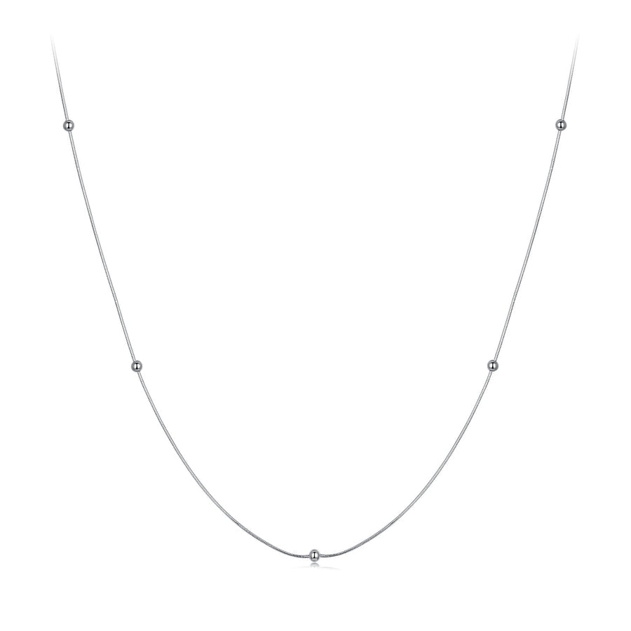 925 Sterling Silver Necklace with White Gold Plating, Length 40+5cm, Chain Thickness 0.08cm, for Women
