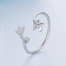 925 Sterling Silver Plated White Gold 0.7cm Flower Ring