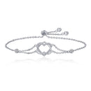 925 Sterling Silver Heart Shaped Bracelet 22CM for Women