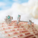925 Sterling Silver Earrings with Transparent Glass and White Gold Plating for Women