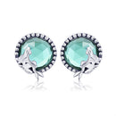 S925 Oxidized Silver Transparent Glass Earrings for Women