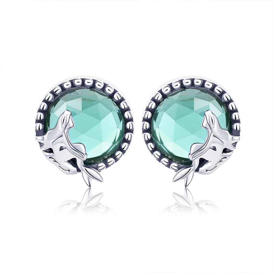 S925 Oxidized Silver Transparent Glass Earrings for Women