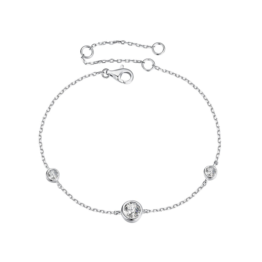 925 Sterling Silver 5mm Moissanite & 3mm Moissanite Bracelet for Women