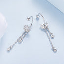 925 Sterling Silver Earrings with Pavé CZ in White Gold Plating - 3.1 x 0.7 cm for Women