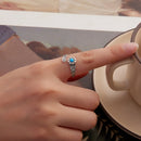 925 Sterling Silver Oxidized Synthetic Turquoise Ring 0.23-0.8cm Women