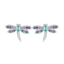 925 Sterling Silver Earrings with Pavé CZ and Transparent Glass