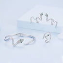 925 Sterling Silver Pavé Setting CZ Oxidized Silver Ring for Women