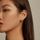 925 Sterling Silver Earrings for Women - Enamel Process - Oxidized Silver - 1.4x0.6 cm