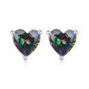 925 Sterling Silver Earrings 7mm Width with Transparent Glass for Women