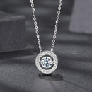 925 Sterling Silver Moissanite Pendant Necklace for Women - 40+5cm, White Gold Plated, Elegant Jewelry