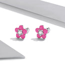 S925 Sterling Silver CZ Pavé Enamel Oxidized Earrings