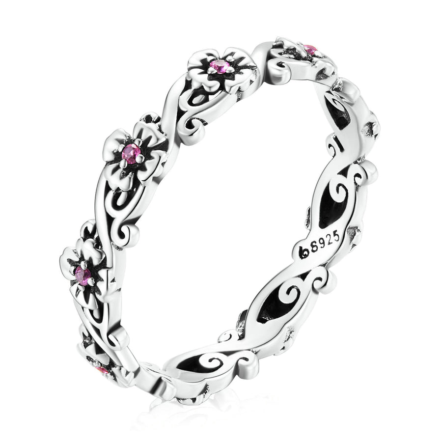 925 Sterling Silver Oxidized CZ Pavé Ring Size 6 for Women