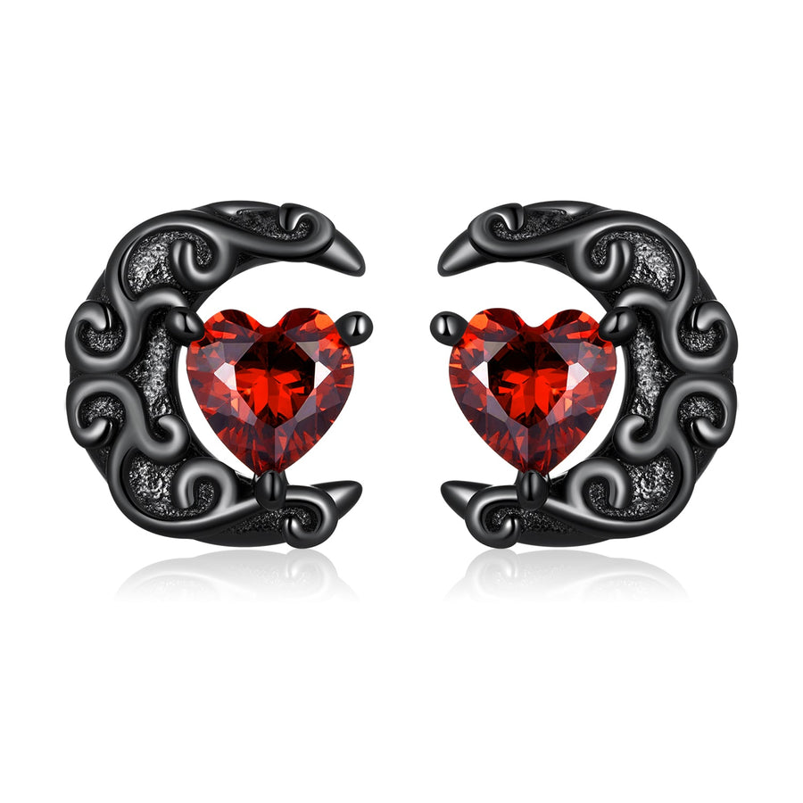 925 Sterling Silver Earrings with Pavé Setting CZ in Black Gold Plating