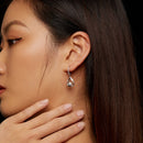 925 Sterling Silver Moissanite 0.5ct Earrings with Pavé Setting, Size 30*11mm for Women