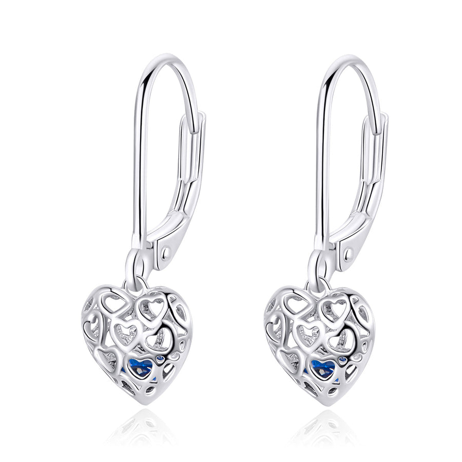 925 Sterling Silver Earrings with CZ and Platinum Plating, 2.3*0.8 cm