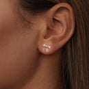 925 Sterling Silver Earrings with Pavé Setting CZ in Oxidized Silver