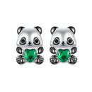 925 Sterling Silver Earrings with Pavé Setting CZ in White and Black Gold