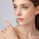 925 Sterling Silver Oxidized CZ Ring with Pavé Setting for Women