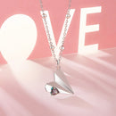 925 Sterling Silver Necklace with Transparent Glass, 18x15mm Pendant for Women