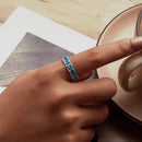 925 Sterling Silver Enamel White Gold Plated 5mm Ring