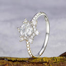 925 Sterling Silver White Gold Plated Ring with Pavé Set CZ, Size 6.0