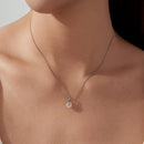 925 Sterling Silver Moissanite Necklace 40+5cm with White Gold Plating for Women
