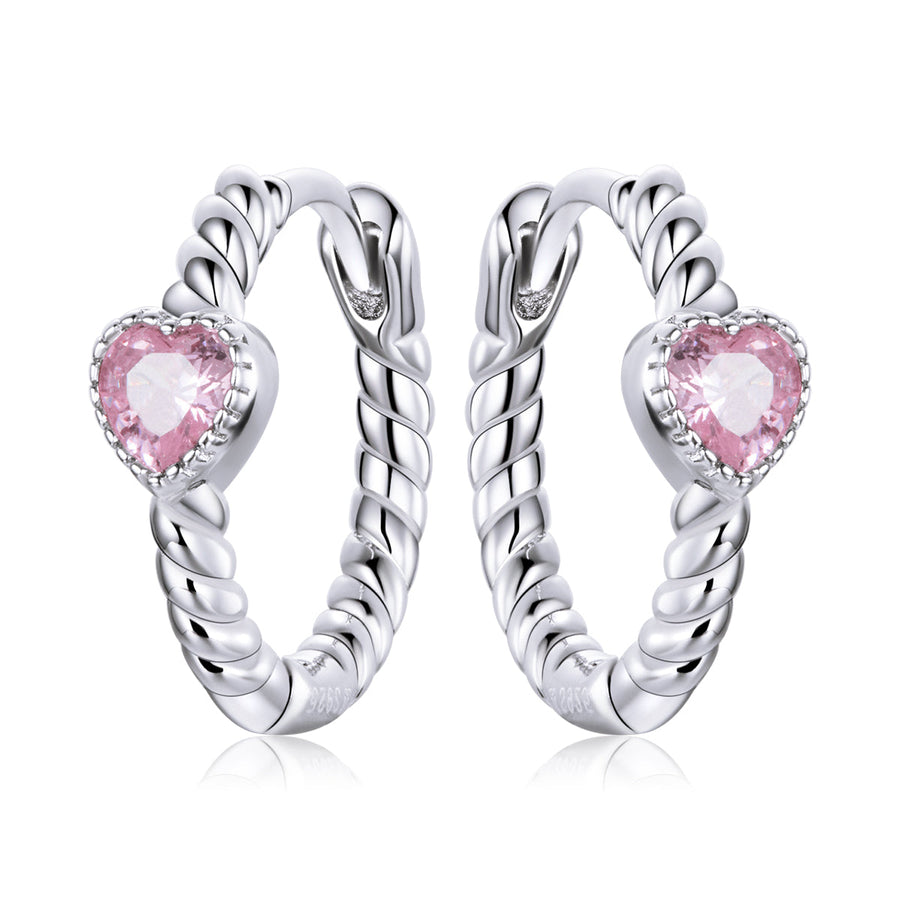 925 Sterling Silver CZ Earrings with Pavé Setting 1.3cm for Women