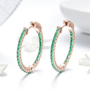 925 Sterling Silver Plated Rose Gold Pavé Setting CZ Earrings