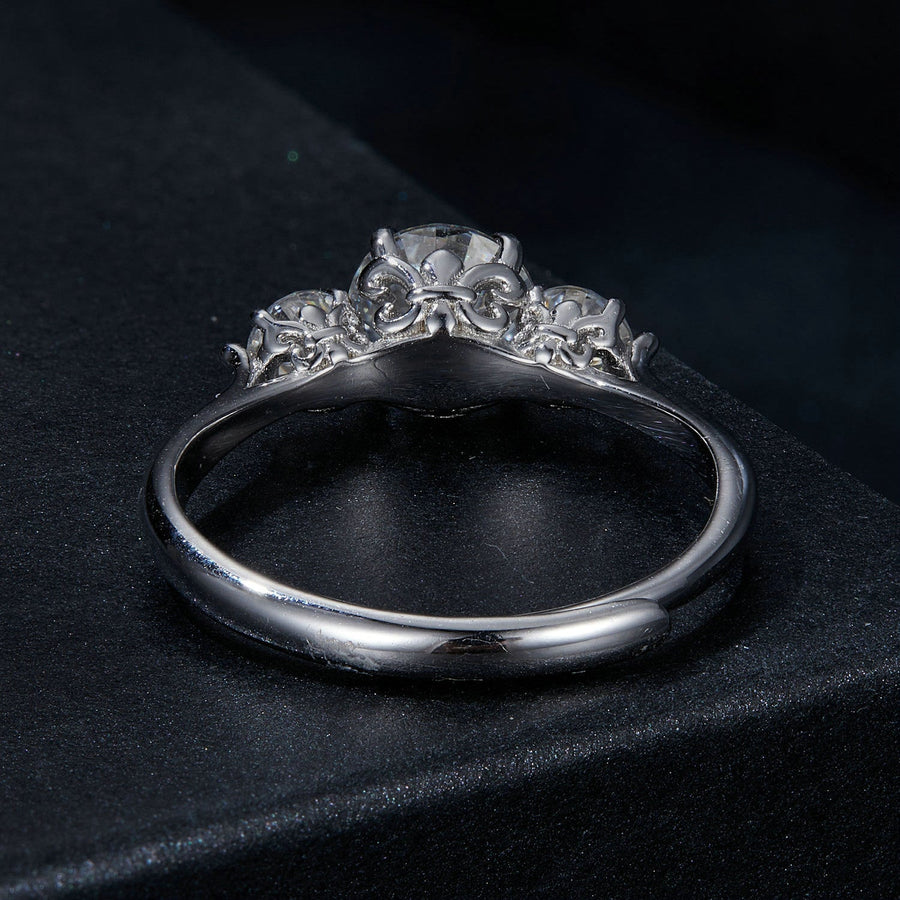 925 Sterling Silver Moissanite 6.5mm 1ct Ring, Size E for Women
