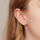 925 Sterling Silver Earrings with Pavé Setting CZ, 0.8*0.6cm for Women