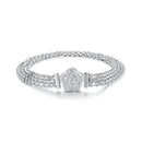 925 Sterling Silver and Platinum Plated 17.0 cm Pavé Setting CZ Bracelet for Women