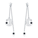 925 Sterling Silver Earrings with Plated Platinum and CZ - 4.4 x 1.0 cm for Women